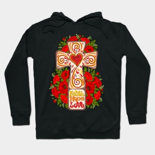 Christian Christ Cross and Flowers Hoodie